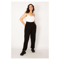 Şans Women's Plus Size Black Sport Trousers with Elastic Waist and Legs, and a comfortable cut w