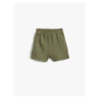 Koton Basic Textured Shorts, Pockets, Elastic Waist.