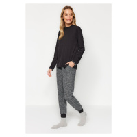 Trendyol Black Cuff Detailed T-shirt-Jogger Knitted Pajamas Set