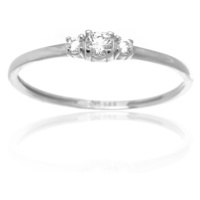 Dámský prsten z bílého zlata s čirými zirkony PR0653F + DÁREK ZDARMA