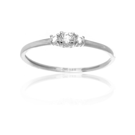 Dámský prsten z bílého zlata s čirými zirkony PR0653F + DÁREK ZDARMA
