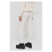 Vlněné kalhoty Karl Lagerfeld dámské, krémová barva, hladké