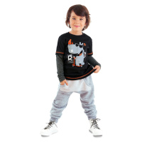 Denokids Rhino Boys Black T-shirt Sweatpants Set