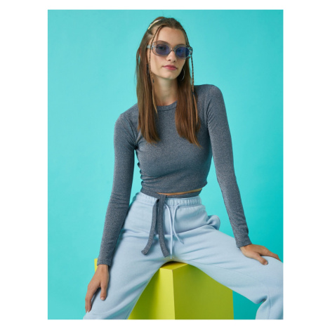 Koton Long Sleeve T-Shirt Crop Tie Waist