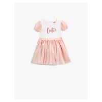 Koton Tulle Dress with Balloon Sleeves Printed