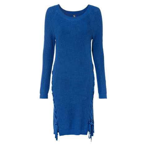 Bonprix RAINBOW pletené šaty se šněrováním Barva: Modrá, Mezinárodní