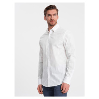 Ombre Clothing Zajímavá bílá košile s trendy vzorem V1 SHCS-0156