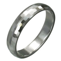 Wolframový prsten s jemnými broušenými obdélníky, 3 mm