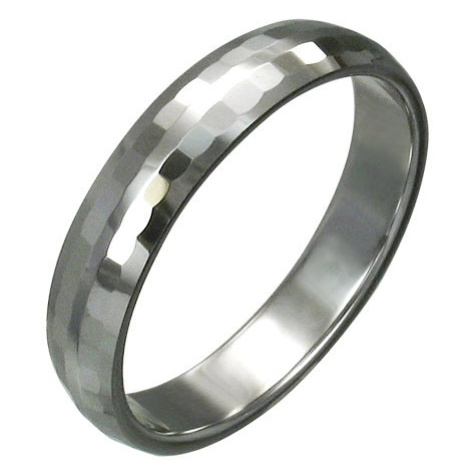 Wolframový prsten s jemnými broušenými obdélníky, 3 mm Šperky eshop