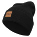 Čepice Urban Classics Leatherpatch Long Beanie - black