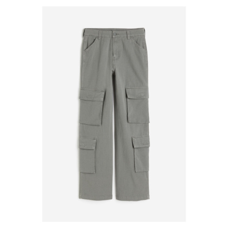 H & M - Keprové kalhoty cargo - zelená H&M