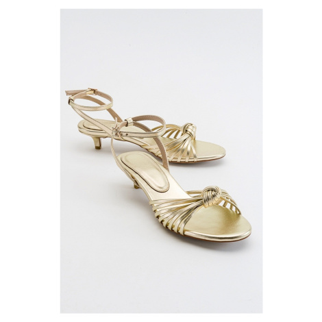 LuviShoes Vind dámské zlaté metalické sandály na podpatku