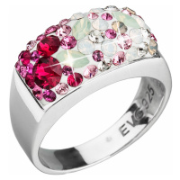 Evolution Group Stříbrný prsten s krystaly Swarovski mix barev červené 35014.3 sweet love