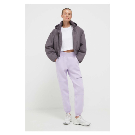 Sportovní bunda Calvin Klein Performance fialová barva, oversize