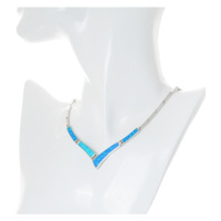 Dámský stříbrný náhrdelník s modrými opály STNAH211F + dárek zdarma