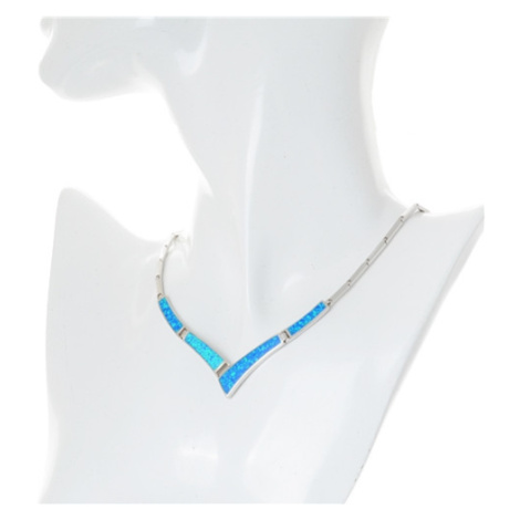 Dámský stříbrný náhrdelník s modrými opály STNAH211F + dárek zdarma Ego Fashion