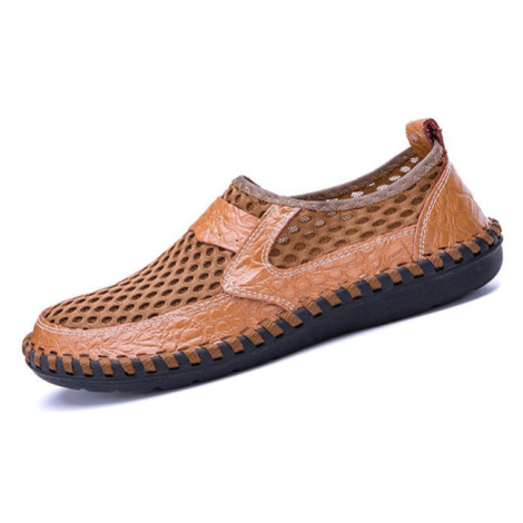 Síťované pánské polobotky kožené letní loafers MIXI FASHION
