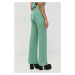 Kalhoty Guess dámské, zelená barva, široké, high waist