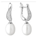 Gaura Pearls Stříbrné náušnice s bílou perlou a zirkony Juana, stříbro 925/1000 SK21226EL/W Bílá