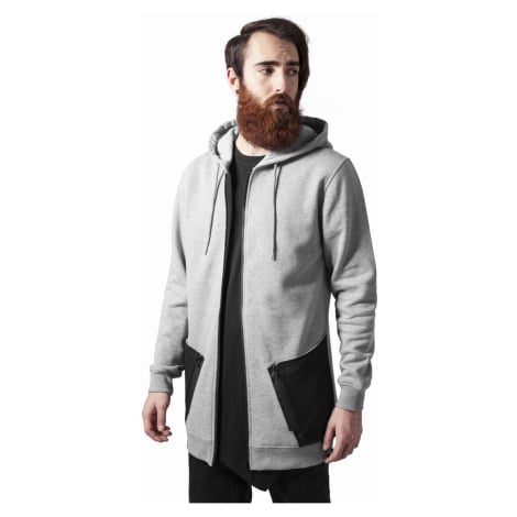 Pánská mikina zip // Urban Classics Long Peached Tech Zip Hoody gry/blk