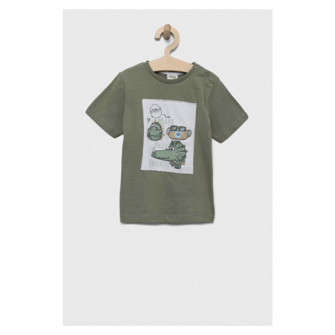 Bavlněné dětské tričko Birba&Trybeyond zelená barva, s aplikací