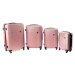 Rogal Zlato-růžová sada 4 pevných plastových kufrů "Waves" - M (35l), L (65l), XL (100l), XXL (1