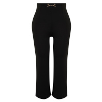 Trendyol Curve Black Accessory Detail Wide Cut Knitted Trousers