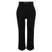 Trendyol Curve Black Accessory Detail Wide Cut Knitted Trousers