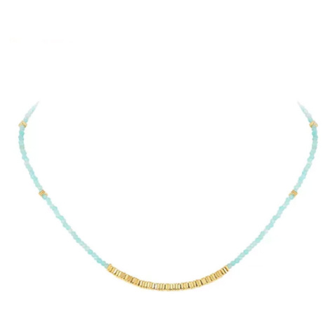 JAY Korálkový náhrdelník Myrto - amazonit, kolekce Summer Symphony JAY-9003 Modrá 39 cm + 5 cm (