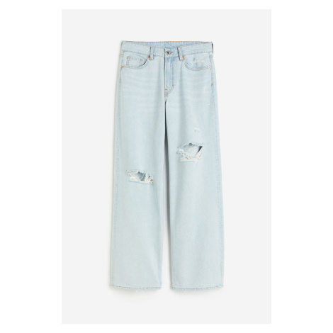 H & M - Baggy Regular Jeans - modrá H&M