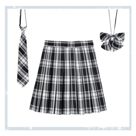 Dámská kostkovaná sukně s kravatou a mašlí
