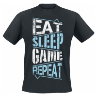 Gaming-Sprüche Eat Sleep Game Repeat Tričko černá