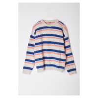 Trendyol Multicolored Oversize Crew Neck Striped Knitwear Sweater