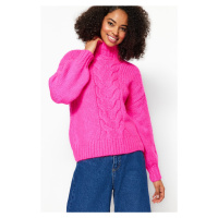 Trendyol Růžový pletený svetr s detailem pleteniny