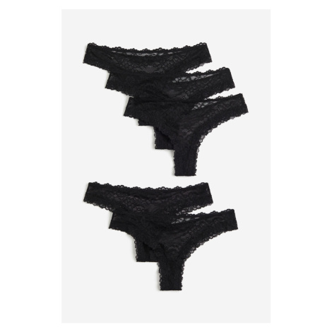 H & M - Krajkové kalhotky brazilian 2 kusy - černá H&M