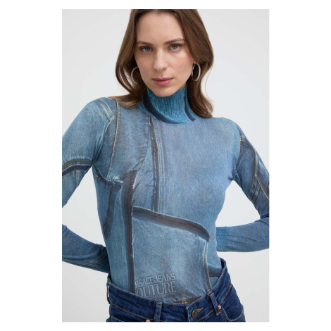 Bavlněný svetr Versace Jeans Couture lehký, s pologolfem, 76HAFM09 CMH37