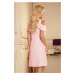 Růžové trapézové šaty s volánky na ramenou BIANA 359-1
