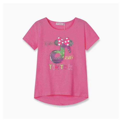 Dívčí triko s flitry - KUGO WK0803, tmavší růžová Barva: Růžová tmavší