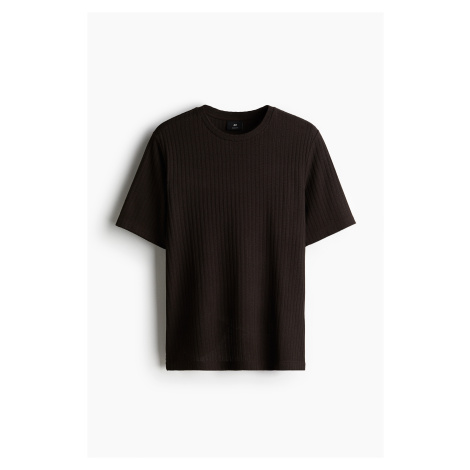 H & M - Tričko z žebrovaného úpletu Regular Fit - hnědá H&M