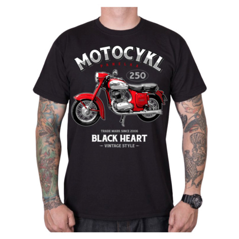 Triko BLACK HEART Motocykl Panelka černá BLACKHEART