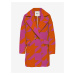 Růžovo-oranžový dámský vzorovaný kabát ONLY Loop