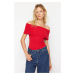 Trendyol Red Carmen Collar Fitted Knitted Madonna Collar Blouse