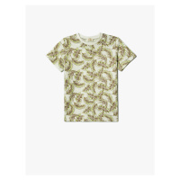 Koton T-Shirt Short Sleeved Crew Neck Leaf Print Cotton