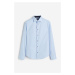 H & M - Košile z bavlny premium Slim Fit - modrá