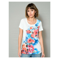 Tričko s květinovým potiskem Alba Moda Multicolor
