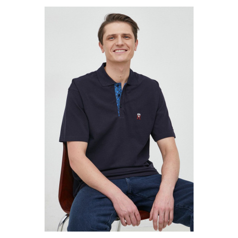 Bavlněné polo tričko Tommy Hilfiger tmavomodrá barva, s aplikací