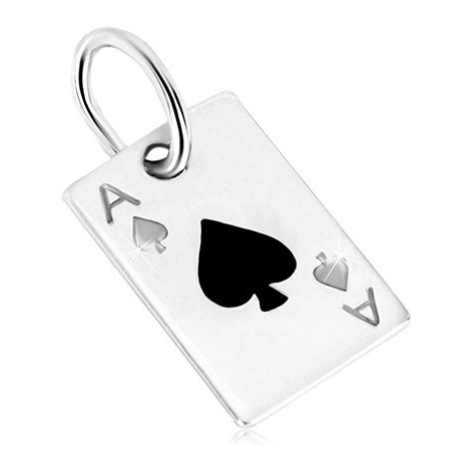 Stříbrný přívěsek 925 - hrací karta, pikové eso s černou glazurou Šperky eshop