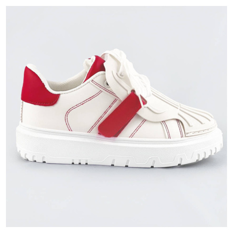 Bílo-červené dámské sportovní boty se zakrytým šněrováním (RA2049) Fairy