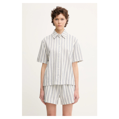 Košile Samsoe Samsoe SAKAJA dámská, bílá barva, regular, s klasickým límcem, F25200036