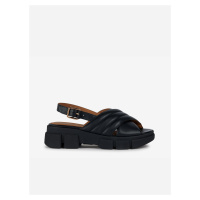 Černé dámské kožené sandály na platformě Geox - Dámské